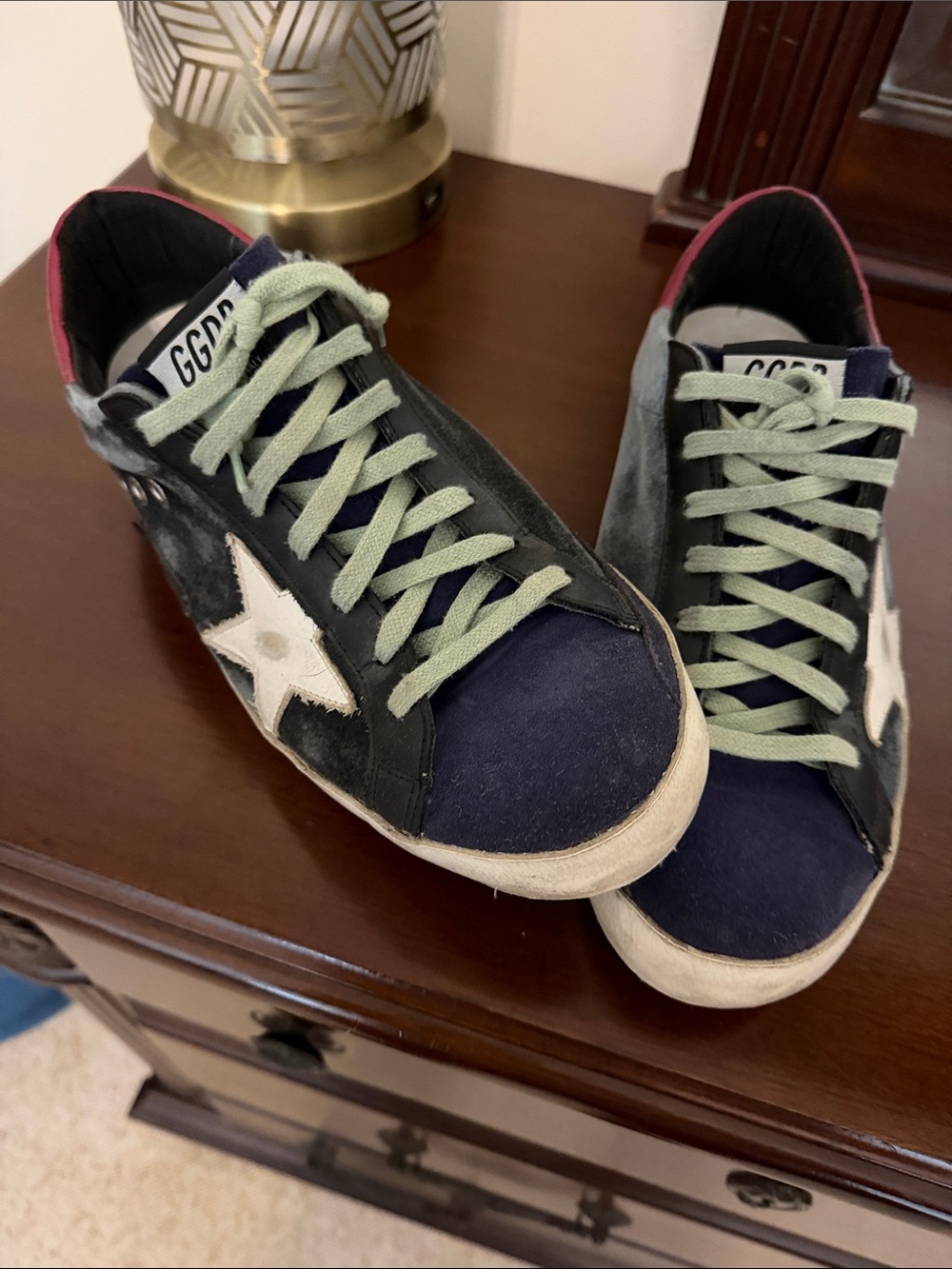 Golden Goose Navy, Black & White Star Low-Top Sneakers